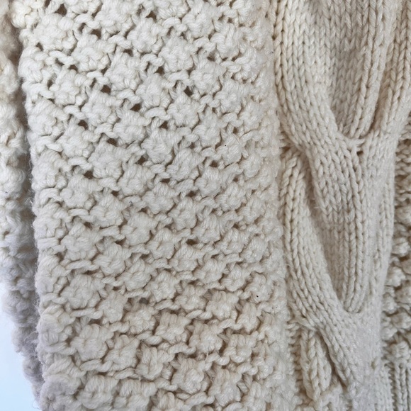 Cozy Cream Cable Knit Long Sweater. Handmade - Picture 5 of 12